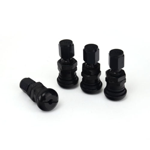 4pcs Black Bolt-in Aluminium Car Wheel Tire Tubeless Valves Stem with Dust Caps