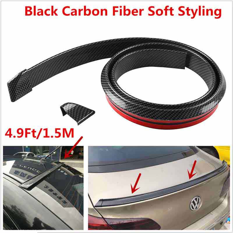 Samurai 4.9Ft/1.5M x 45MM Universal Carbon Fiber Car Rear Roof Trunk Spoiler Wing Lip Sticker