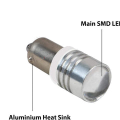 1pc BA9S White 2 SMD LED Parking Light 1W Super Bright Car Interior License Plate Wedge Dome Trunk Dashboard Bulb for Car Bike and Motorcycle