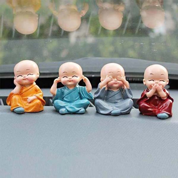 BABY BUDDHA 4PC AND SHOW PIECE USED FOR HOUSE, OFFICE AND CAR DASHBOARD DECORATIONS ETC.