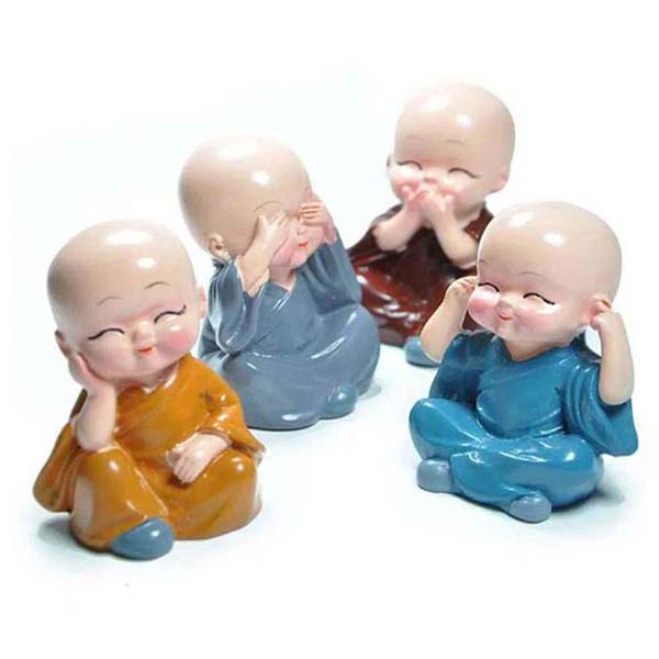 BABY BUDDHA 4PC AND SHOW PIECE USED FOR HOUSE, OFFICE AND CAR DASHBOARD DECORATIONS ETC.