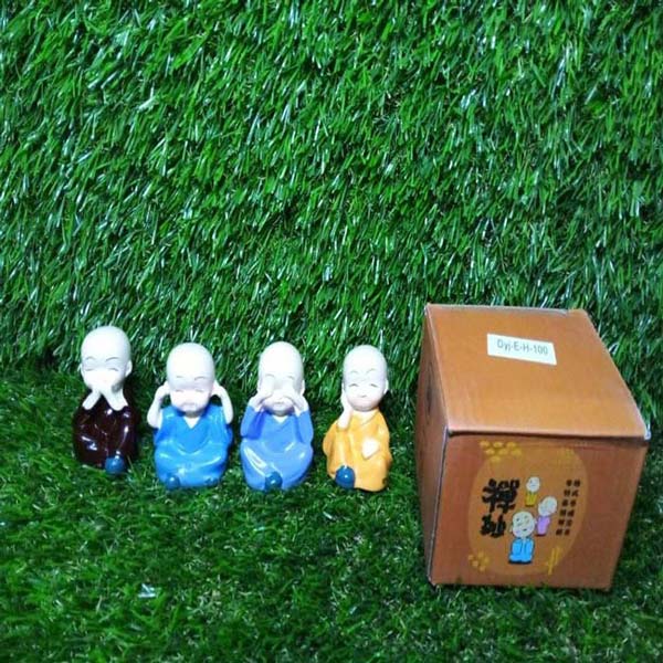 BABY BUDDHA 4PC AND SHOW PIECE USED FOR HOUSE, OFFICE AND CAR DASHBOARD DECORATIONS ETC.