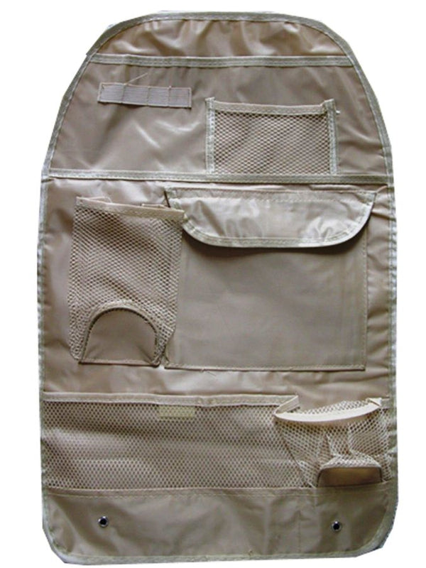 Car Back Seat Organizer Storage Bag Hanging Mesh Pockets With Multi Compartments (Beige)