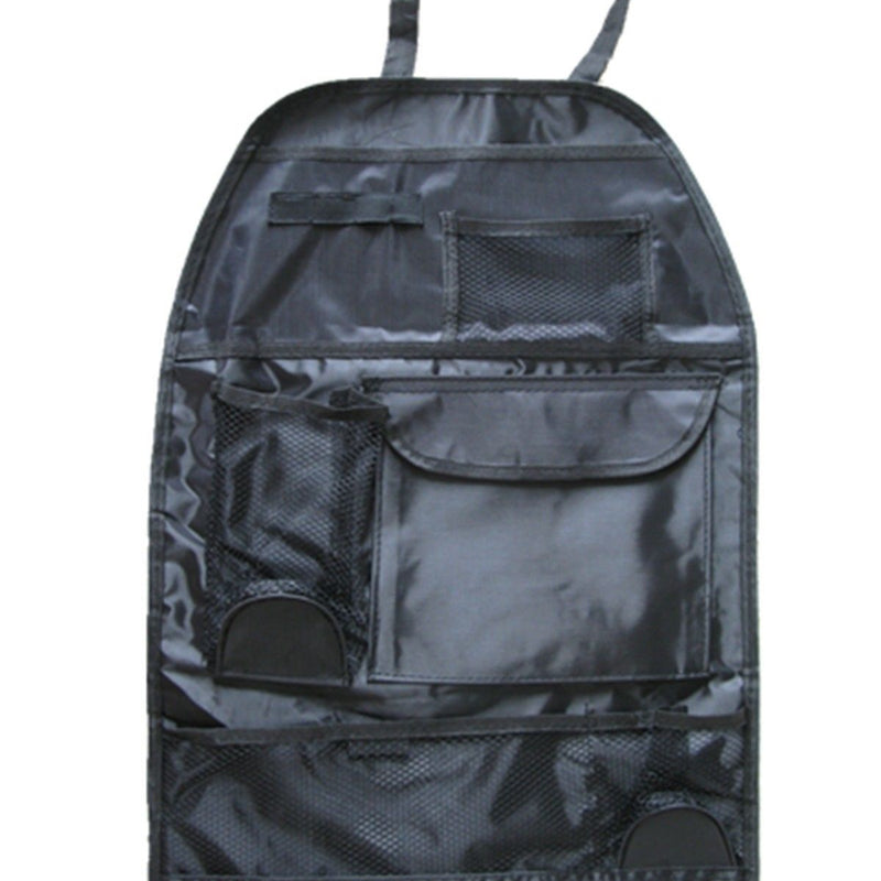 Car Back Seat Organizer Storage Bag Hanging Mesh Pockets With Multi Compartments (Beige)