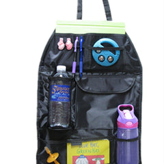 Car Back Seat Organizer Storage Bag Hanging Mesh Pockets With Multi Compartments (Black)