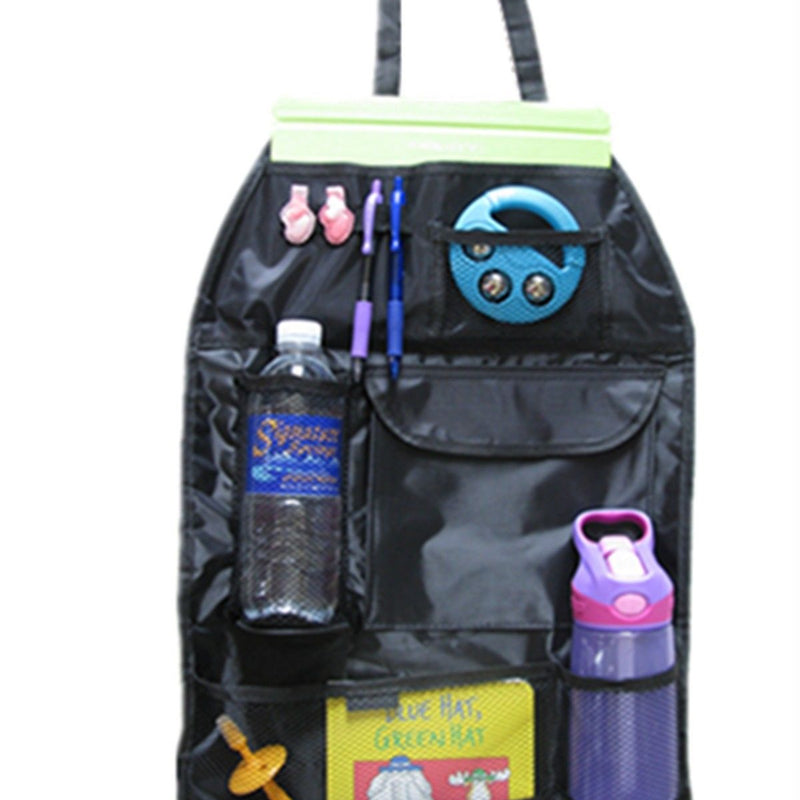 Car Back Seat Organizer Storage Bag Hanging Mesh Pockets With Multi Compartments (Beige)