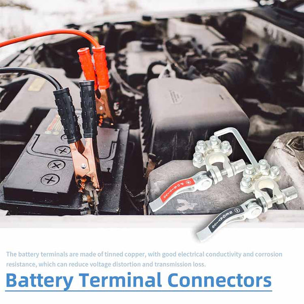 Battery Terminal Connectors,Quick Release Disconnect Car Battery Terminal,Positive Negative for SAE/JIS Type A Posts Kit Includes battery connector, Washers, Hexagon Wrench (Silver)