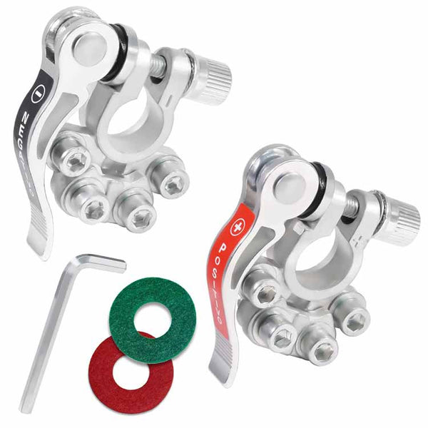 Battery Terminal Connectors,Quick Release Disconnect Car Battery Terminal,Positive Negative for SAE/JIS Type A Posts Kit Includes battery connector, Washers, Hexagon Wrench (Silver)