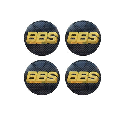 4pcs Black BBS Logo Emblem Car Wheel Center Hub Cap Caps Badge Sticker Decal 60mm