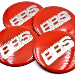 4pcs Red BBS Logo Emblem Car Wheel Center Hub Cap Caps Badge Sticker Decal 60mm