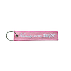 BEAUTY AND HER BEAST Car Bike Embroidered Fabric Tag Strap Keyring Key Holder