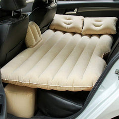 Beige Multifunctional Inflatable Car Bed Mattress with Two Air Pillows, Car Air Pump and Repair Kit