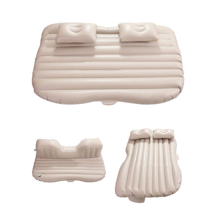 Beige Multifunctional Inflatable Car Bed Mattress with Two Air Pillows, Car Air Pump and Repair Kit
