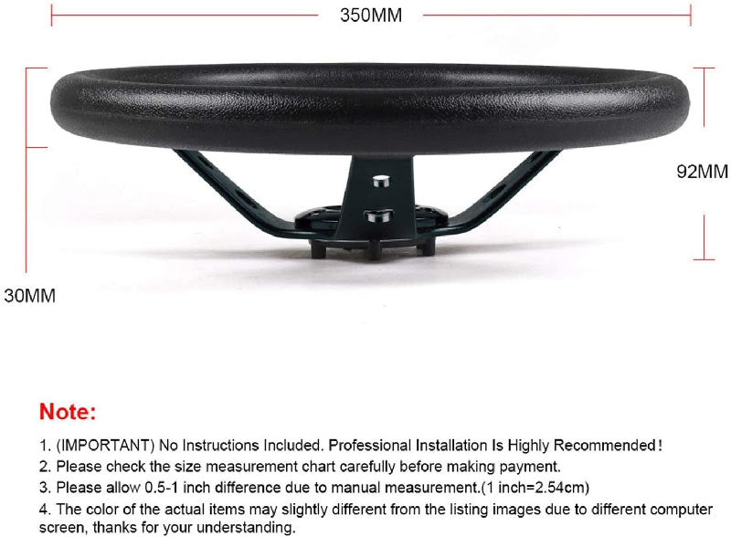 Black 14inch 350mm Racing PU Leather Steering Wheel Aluminum Alloy Deep Corn Dish Sport Drifting Steering Wheels Universal Suitable for car