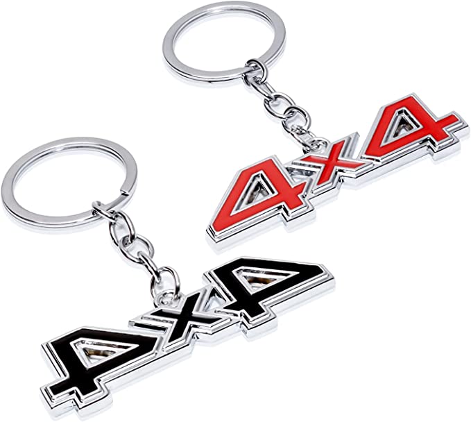Black 4x4 Logo Chrome Metal Zinc Alloy Keychain For All Bikes And Cars