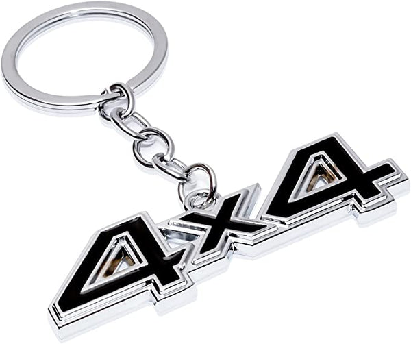 Black 4x4 Logo Chrome Metal Zinc Alloy Keychain For All Bikes And Cars