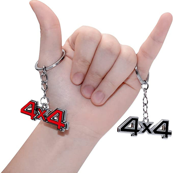 Black 4x4 Logo Chrome Metal Zinc Alloy Keychain For All Bikes And Cars