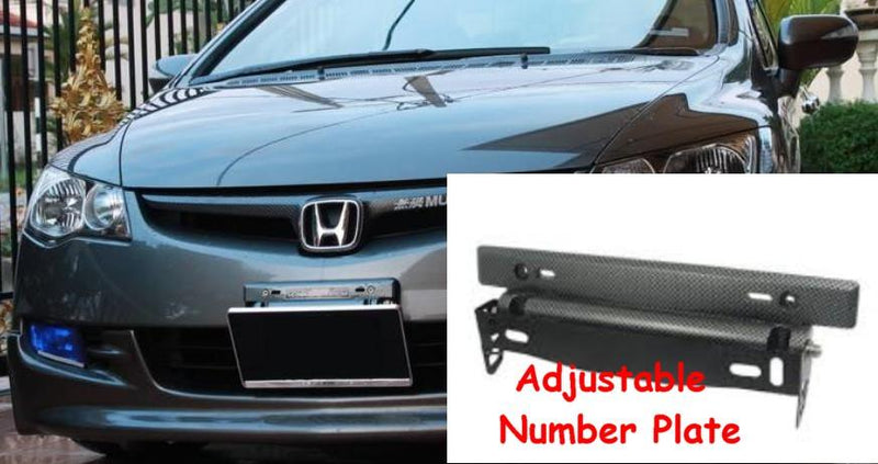 Black-Carbon Fiber Adjustable Rotating Number Plate Auto License Plates Frame Holder