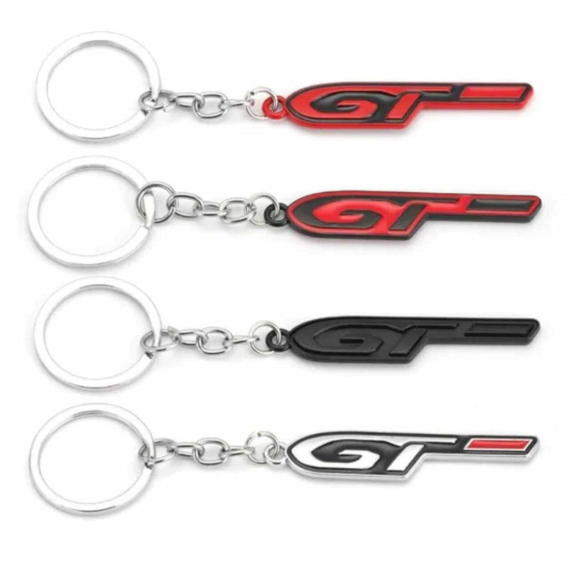 Black Chrome GT 3D Logo Emblem Metal Keychain For Bikes And Cars