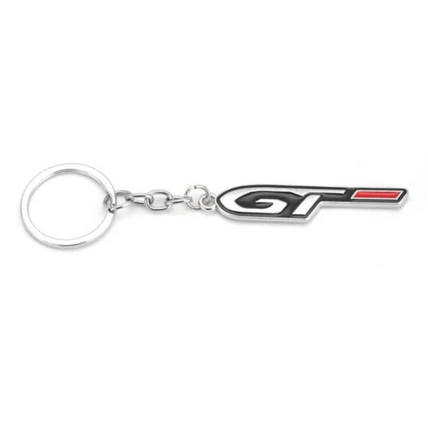 Black Chrome GT 3D Logo Emblem Metal Keychain For Bikes And Cars