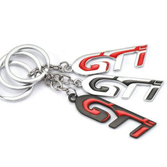 Black Chrome GTI 3D Logo Emblem Metal Keychain For Bikes And Cars