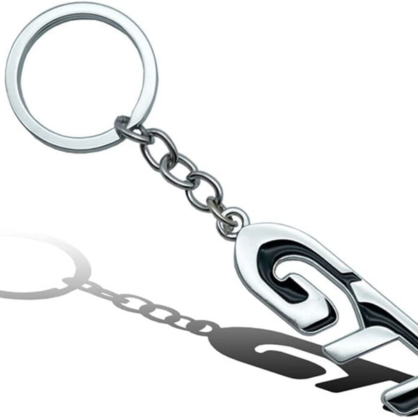 Black Chrome GTI 3D Logo Emblem Metal Keychain For Bikes And Cars