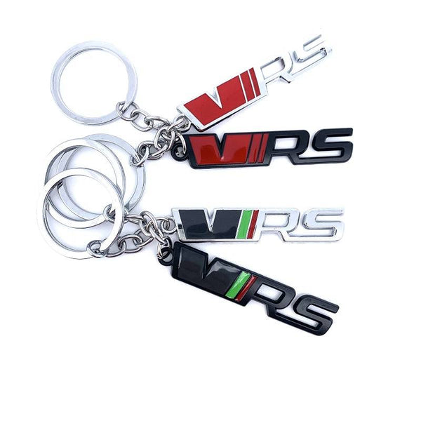 Black Chrome Silver VRS 3D Logo Emblem Metal Keychain For Bikes And Cars