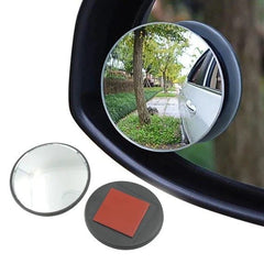 BLACK COLOR 2PCS ROUND SHAPE HD GLASS FRAMELESS DESIGN CONVEX REAR VIEW BLIND SPOT MIRROR