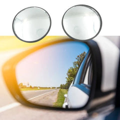 BLACK COLOR 2PCS ROUND SHAPE HD GLASS FRAMELESS DESIGN CONVEX REAR VIEW BLIND SPOT MIRROR