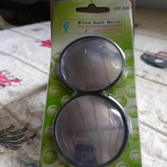 BLACK COLOR 2PCS ROUND SHAPE HD GLASS FRAMELESS DESIGN CONVEX REAR VIEW BLIND SPOT MIRROR