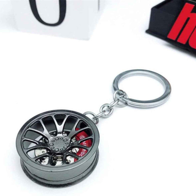 Car Tyre Keyring Rim Car Key Fob Metal Tyre Key Ring Decoration Pendant Brake Disc Wheel Hub Key Ring Car Accessories Gift