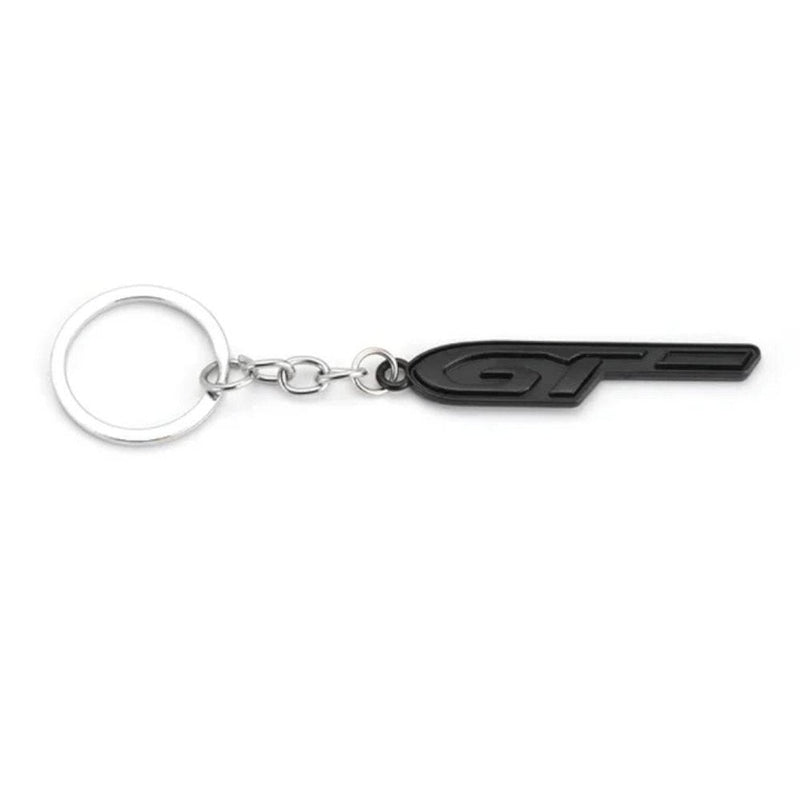 Black GT 3D Logo Emblem Metal Keychain For Bikes And Cars