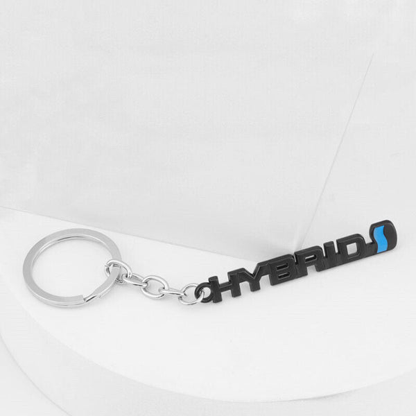 Black Hybrid 3D Logo Emblem Metal Keychain For Bikes And Cars