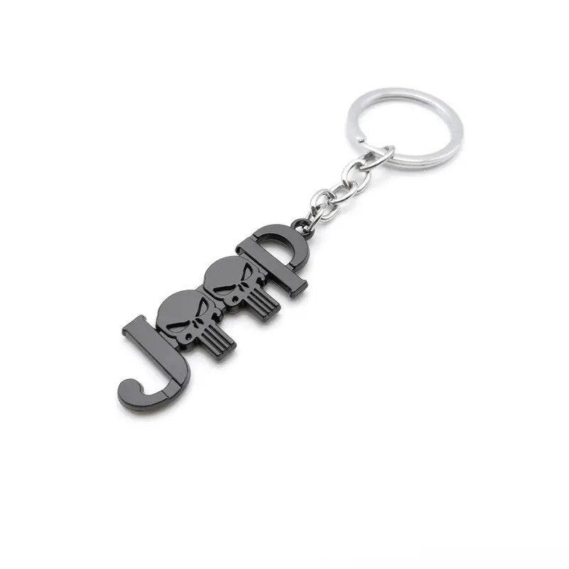 Black JEEP 3D Logo Emblem Metal Keychain For Bikes And Cars