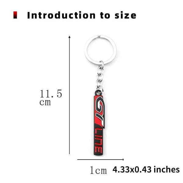 Black Maroon GT LINE 3D Logo Emblem Metal Keychain For Bikes And Cars