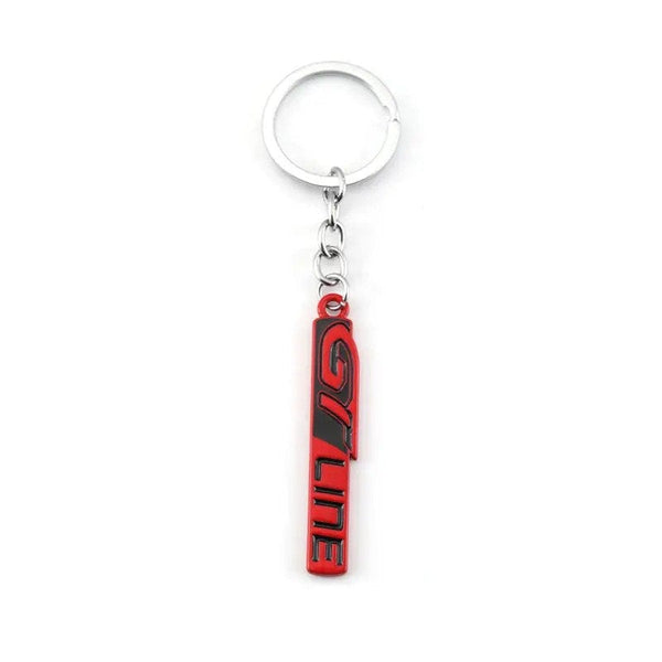 Black Maroon GT LINE 3D Logo Emblem Metal Keychain For Bikes And Cars