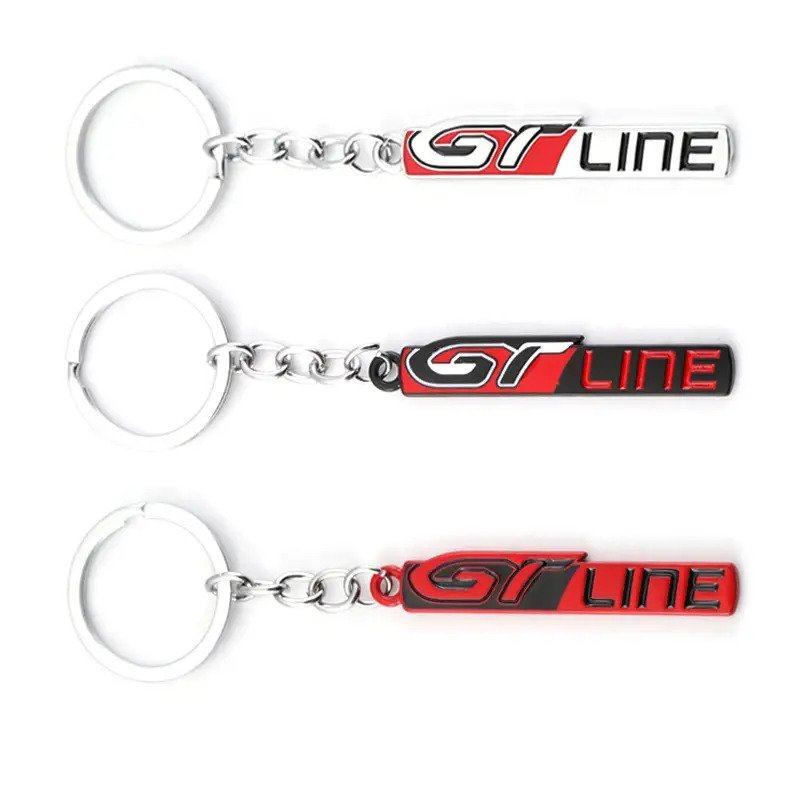 Black Maroon GT LINE 3D Logo Emblem Metal Keychain For Bikes And Cars