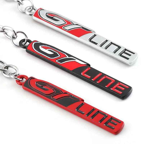 Black Maroon GT LINE 3D Logo Emblem Metal Keychain For Bikes And Cars