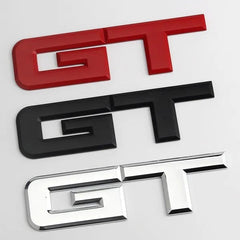 Black Metal GT Auto Rear Tailgate Badge Emblem Fender Trunk Lid Self Adhesive Sticker For Car