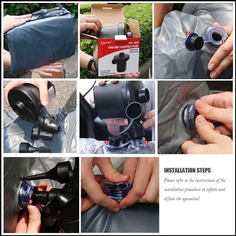 Black Multifunctional Inflatable Car Bed Mattress with Two Air Pillows, Car Air Pump and Repair Kit