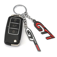 Black Red GTI 3D Logo Emblem Metal Keychain For Bikes And Cars