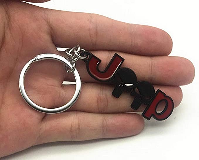 Black Red JEEP 3D Logo Emblem Metal Keychain For Bikes And Cars