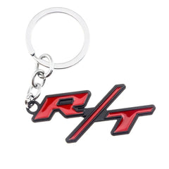 Black Red R/T 3D Logo Emblem Metal Keychain For Bikes And Cars