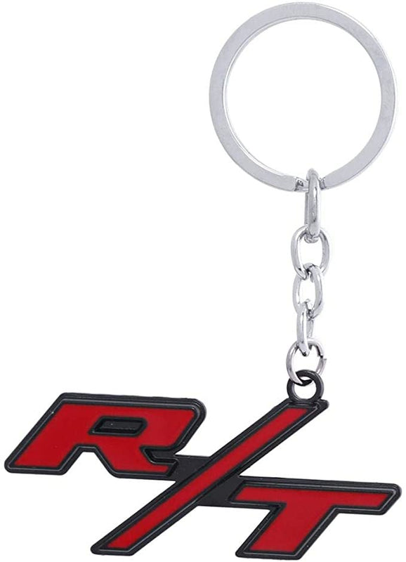 Black Red R/T 3D Logo Emblem Metal Keychain For Bikes And Cars