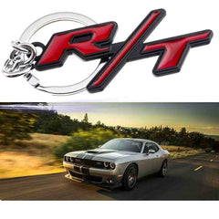Black Red R/T 3D Logo Emblem Metal Keychain For Bikes And Cars
