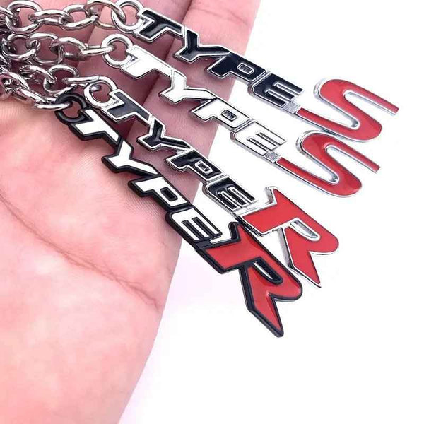 Black Red TYPER 3D Logo Emblem Metal Keychain For Bikes And Cars
