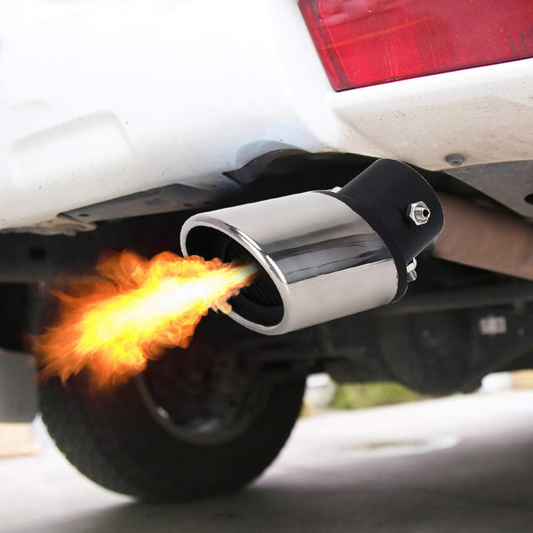 Black Silver Bent Universal Car Styling Stainless Steel Bolt on Exhaust Tail Muffler Tip Pipe