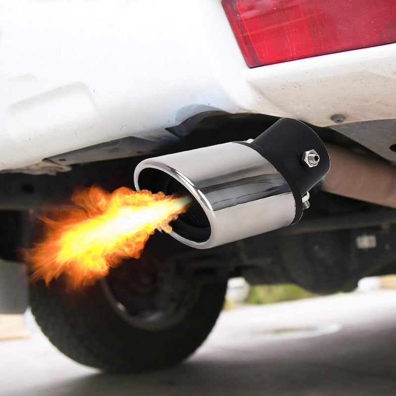 Black Silver Bent Universal Car Styling Stainless Steel Bolt on Exhaust Tail Muffler Tip Pipe