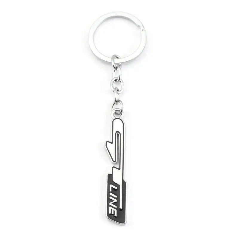 Black Silver GT LINE 3D Logo Emblem Metal Keychain For Bikes And Cars