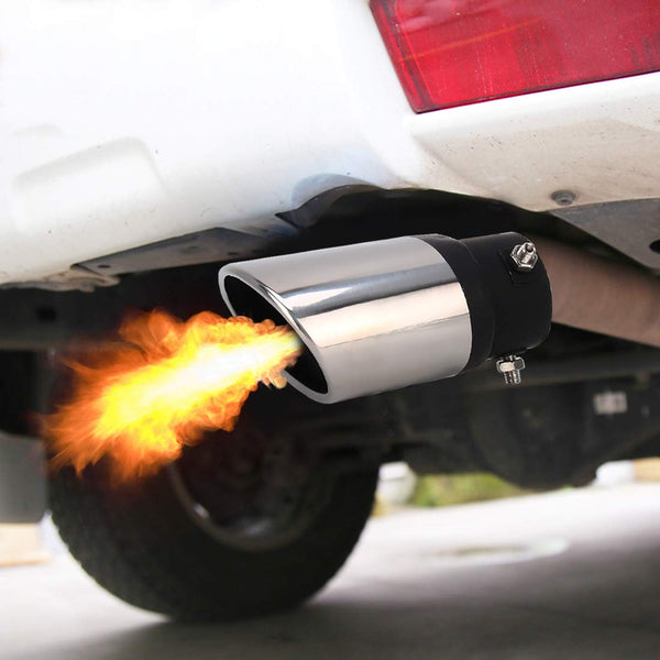 Black Silver Straight Universal Car Styling Stainless Steel Bolt on Exhaust Tail Muffler Tip Pipe